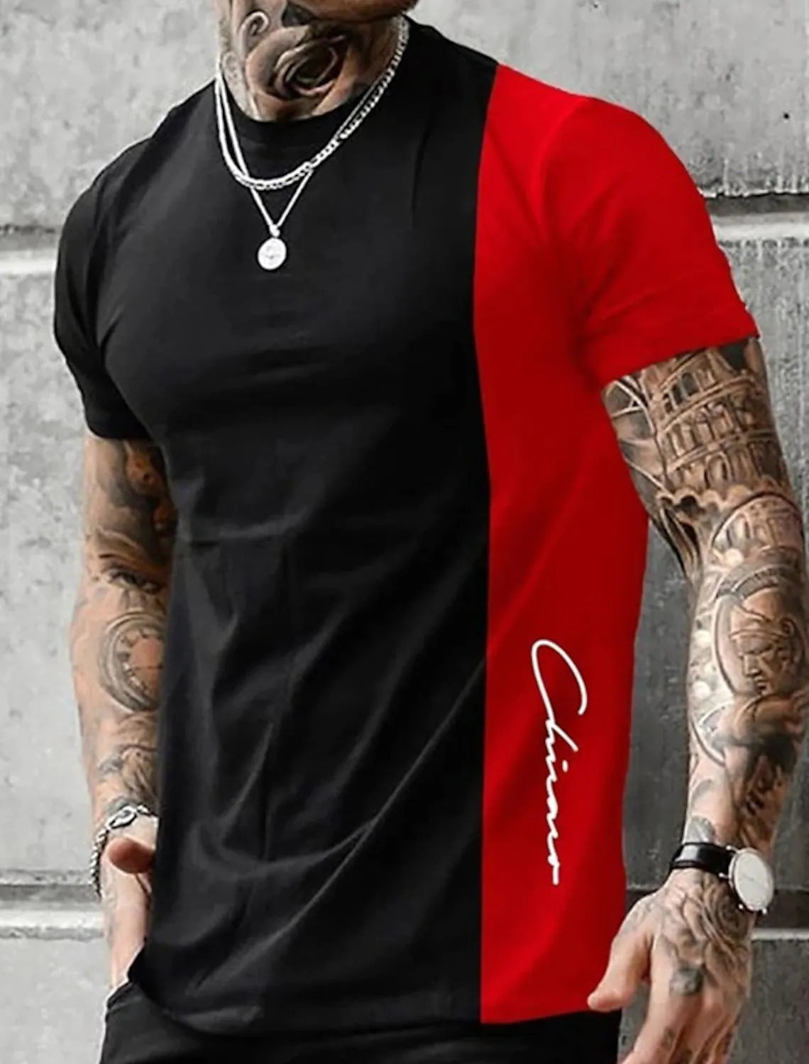 អាវយឺតដៃខ្លី Crew Neck Casual T-shirt for Men's Fashion Tops