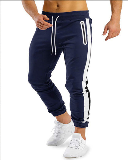 Men's Running Fitness Trousers-Stylish with Side Contrast Color