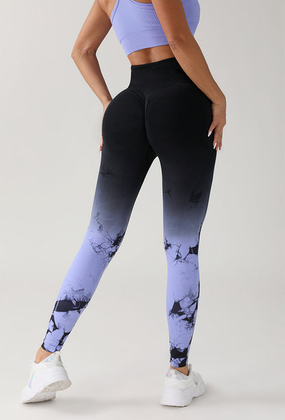 Gradient Tie-dye Yoga Seamless Pants for Female Running Workouts