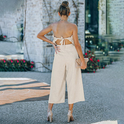 Elegant Sleeveless Pleated Jumpsuit with Ankle-length Pants