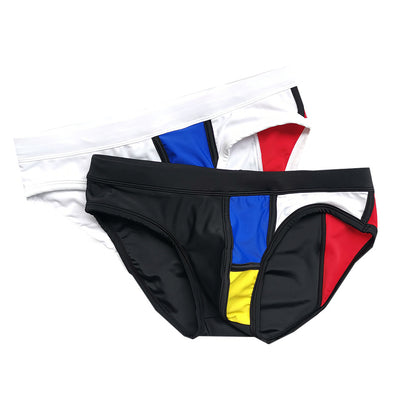 Fashionable Triangle Stitching Swim Trunks-Stylish Swimwear for Men