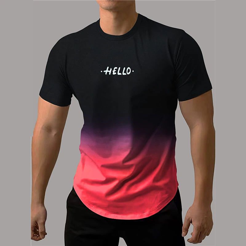 Men's Short-sleeved Sports T-shirt with Dynamic 3D Printing