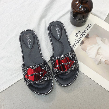 Lip Rhinestone Slippers for a Glamorous Touch with Sparkle in Style