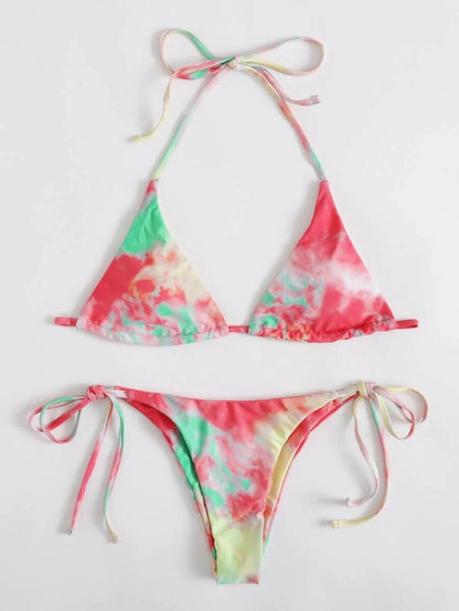 Printed Split Swimsuit for Women-Dive into Vibrant Beach Style