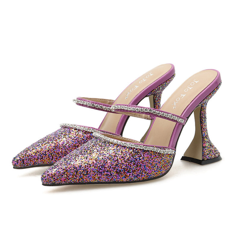 Lady's Glitter Rhinestone Slippers for a Dazzling and Glamorous Touch