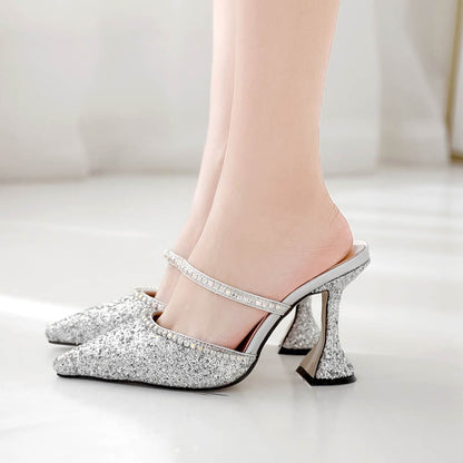 Lady's Glitter Rhinestone Slippers for a Dazzling and Glamorous Touch