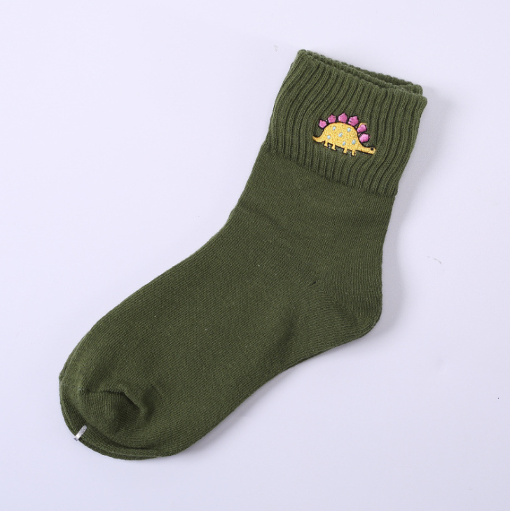 Cotton Embroidered Dinosaur Ladies Tube Socks-Creative Personality