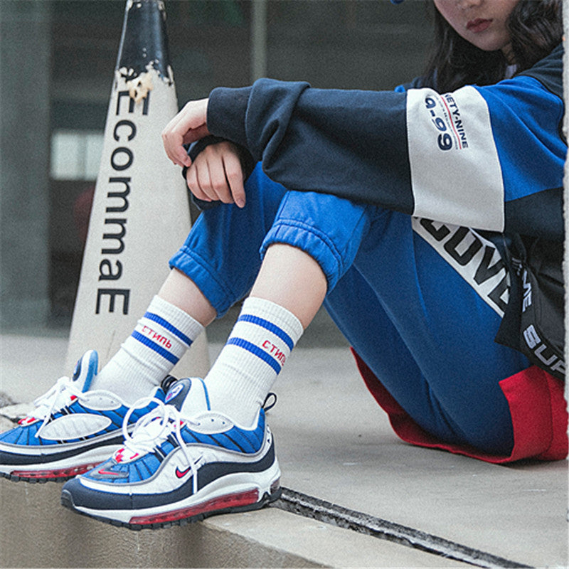 Letter-Embroidered Tube Socks-Casual Tide Style for Everyday Comfort