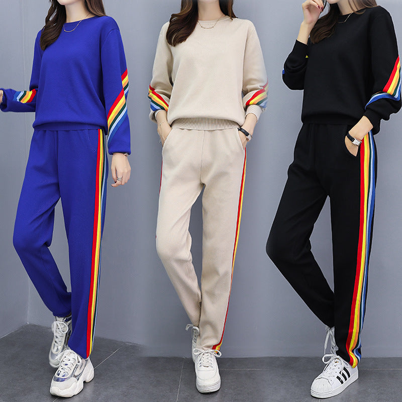 Long Sleeve Knitted Two-Piece Sportswear for Stylish Comfort