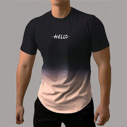 Men's Short-sleeved Sports T-shirt with Dynamic 3D Printing