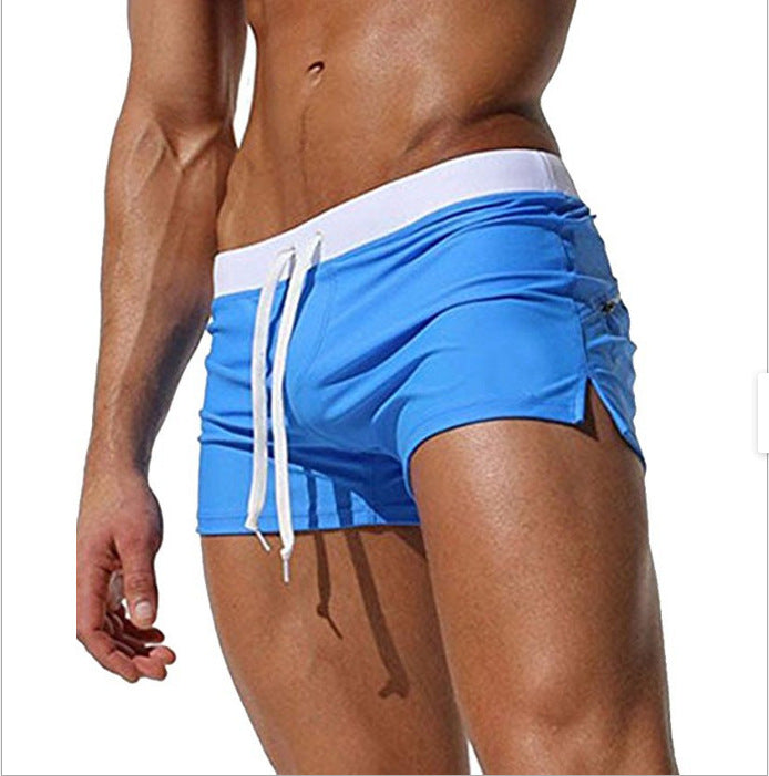 Men's Solid Color Swimming Trunks with Fashionable Back Pocket Design