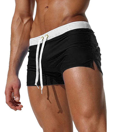 Men's Solid Color Swimming Trunks with Fashionable Back Pocket Design