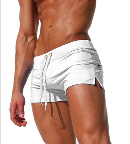 Men's Solid Color Swimming Trunks with Fashionable Back Pocket Design