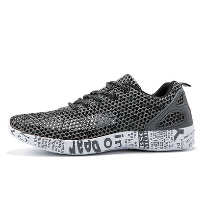 Casual Men's Shoes-Breathable Sneakers with Hollow Lace Design