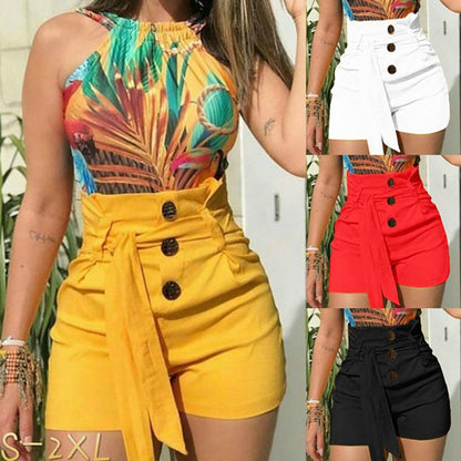 Chic High-Waist Denim Shorts with Belt for Women