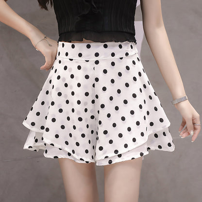 Casual High-Waist Polka Dot Skirt Shorts-Effortlessly Stylish