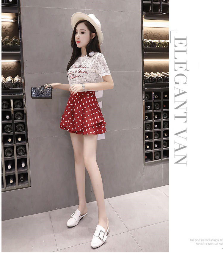 Casual High-Waist Polka Dot Skirt Shorts-Effortlessly Stylish