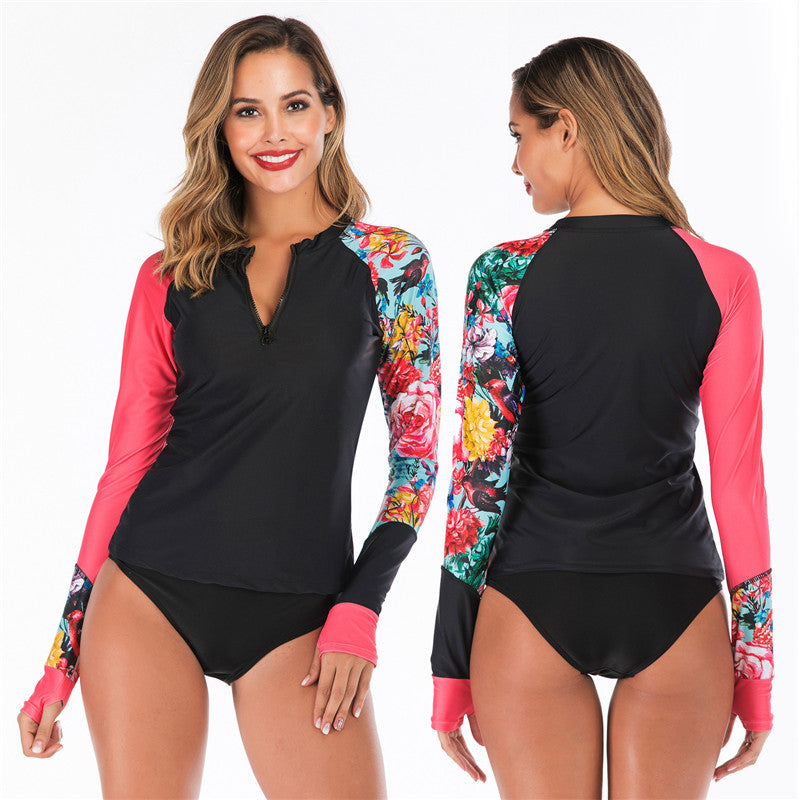 Women's Long-sleeved Split Triangle Diving Suit and Swimsuit