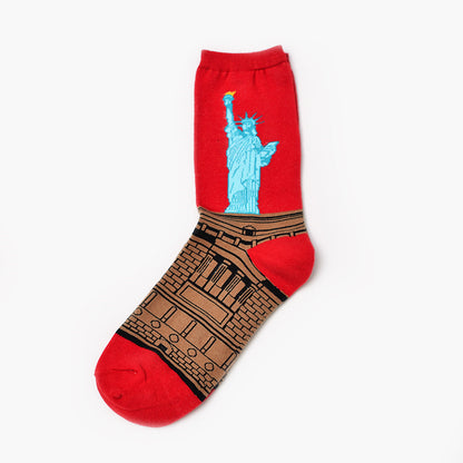 Artistic Men's Socks with Retro Painting Designs