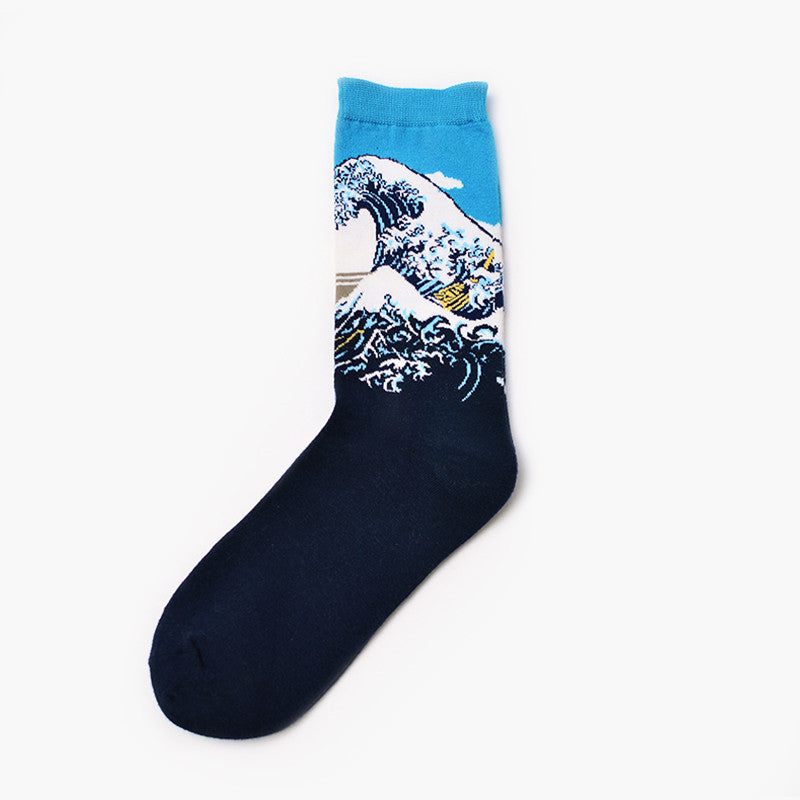 Artistic Men's Socks with Retro Painting Designs