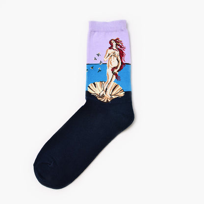 Artistic Men's Socks with Retro Painting Designs