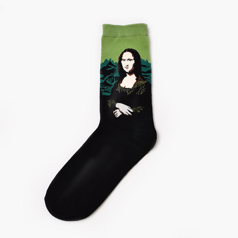 Artistic Men's Socks with Retro Painting Designs