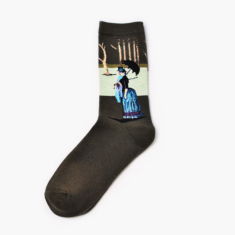 Artistic Men's Socks with Retro Painting Designs