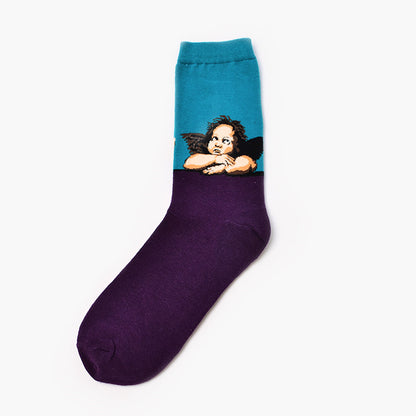 Artistic Men's Socks with Retro Painting Designs