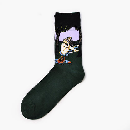 Artistic Men's Socks with Retro Painting Designs