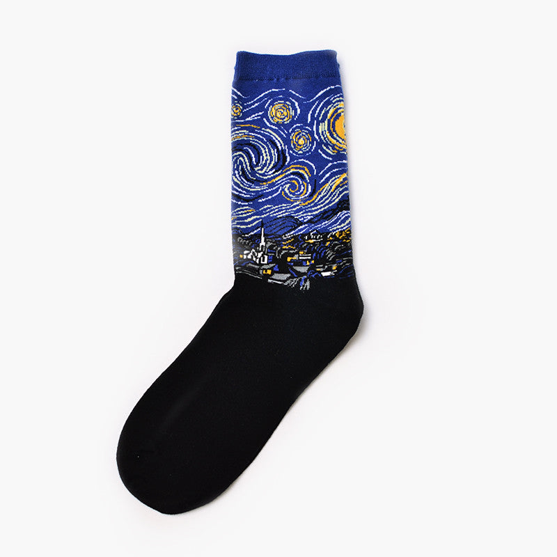 Artistic Men's Socks with Retro Painting Designs