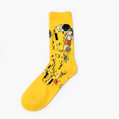 Artistic Men's Socks with Retro Painting Designs