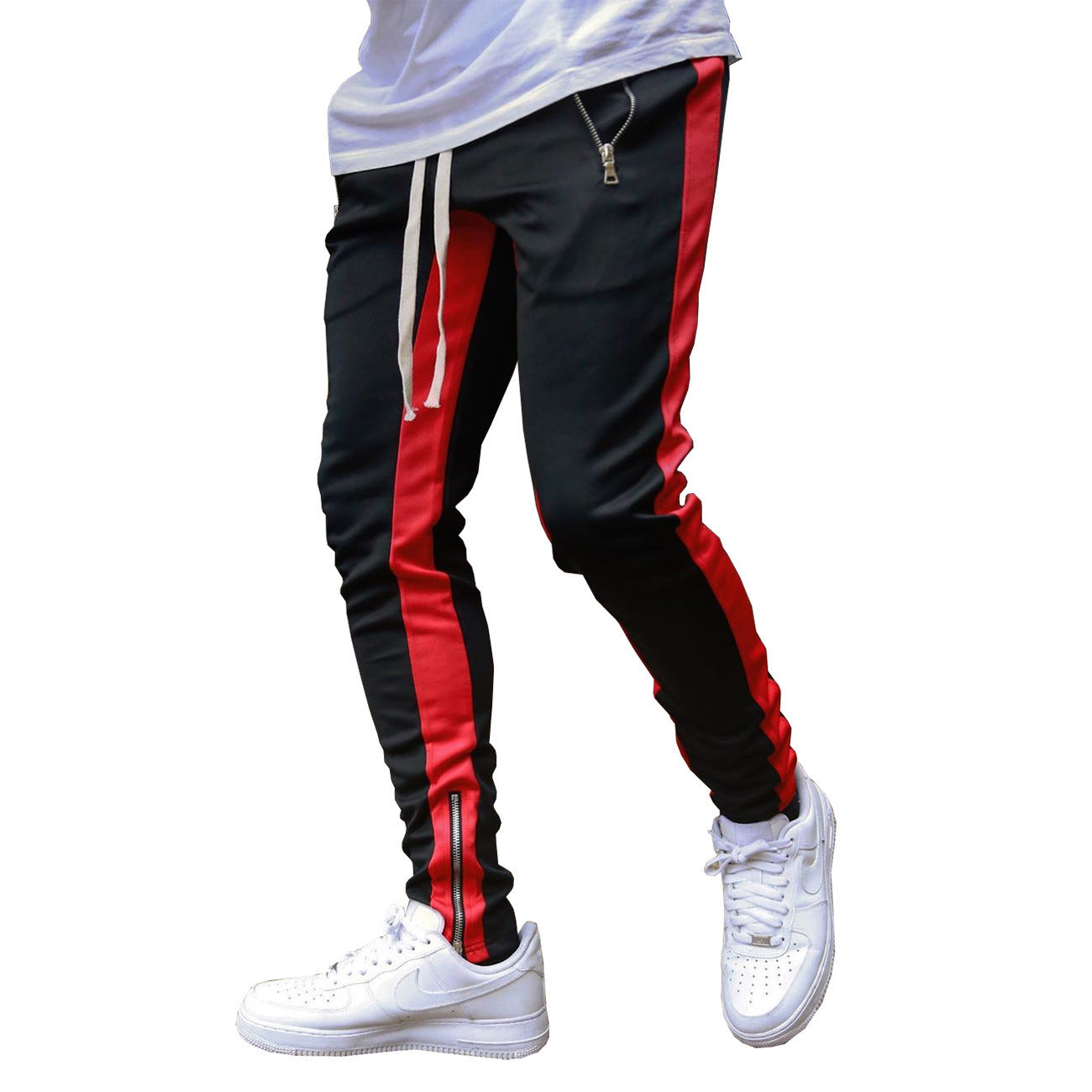 Men's Strappy Zippered Sports Trousers-Stylish and Comfortable