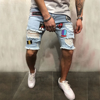 Men's Fashion-Forward Denim Shorts–Trendy Ripped Design