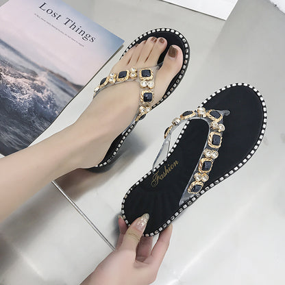 Rhinestone Fashion Flip Flops-Stylish Ins Slippers សម្រាប់រូបរាងឡូយ