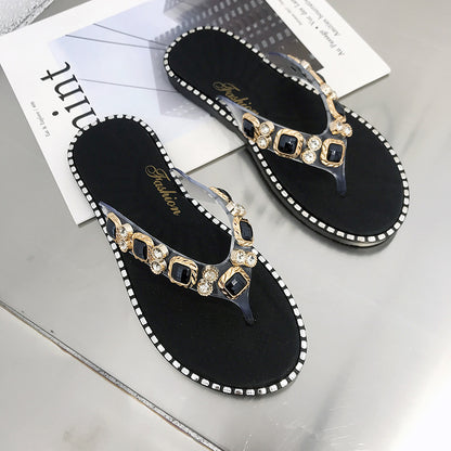 Rhinestone Fashion Flip Flops-Stylish Ins Slippers សម្រាប់រូបរាងឡូយ