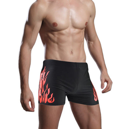 Flame Design Men's Swimwear-Stand Out with Stylish Swimming Trunks