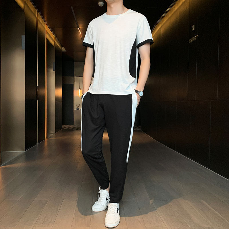 Men's Sports Suit with Short Sleeve T-shirt-Stylish and Comfortable