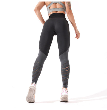 Women's Yoga Pants with Hollow Design and High Waist Elastic Tights