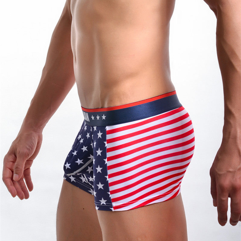 USA Flag Printed Ribbed Boxers-Patriotic and Stylish Men's Underwear