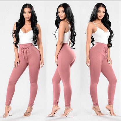 Lace-Up High Waist Joggers សម្រាប់ស្ត្រី - ល្អឥតខ្ចោះសម្រាប់ការហាត់ប្រាណ និងការកម្សាន្ត