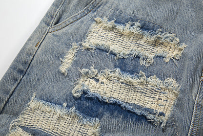 ម៉ូដខោខ្លី Denim Washed Frayed Patch សម្រាប់ម៉ូដទាន់សម័យ