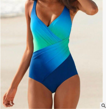 Chic Rainbow Gradient Swimsuit-Elevate Your Beach Look