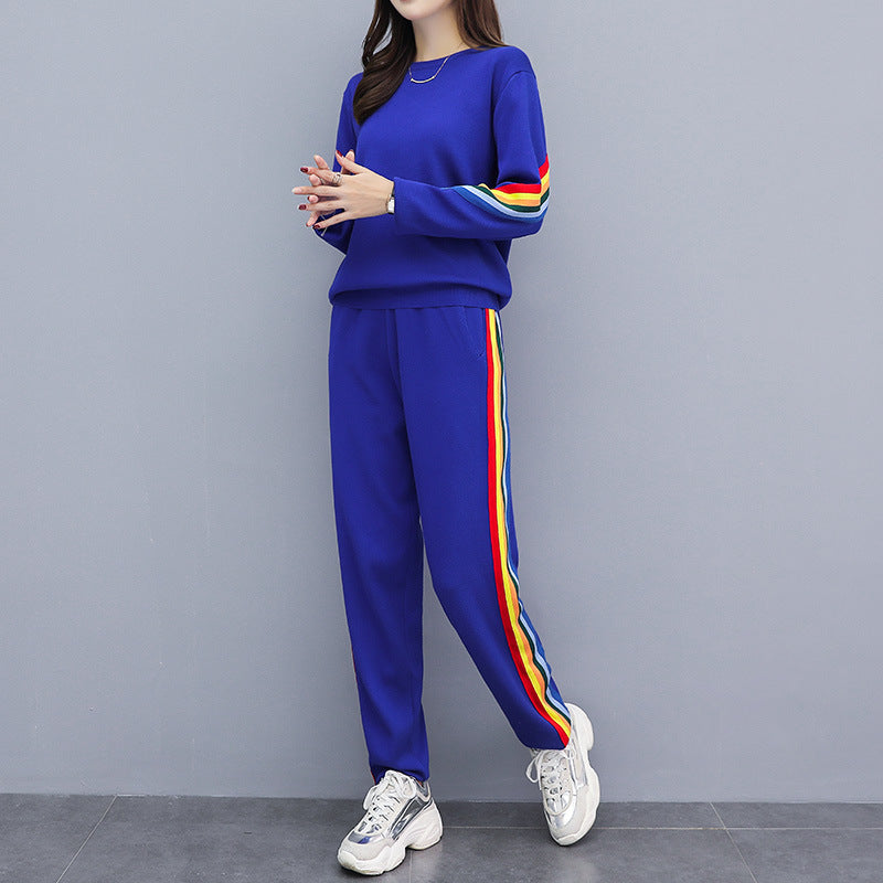 Long Sleeve Knitted Two-Piece Sportswear for Stylish Comfort