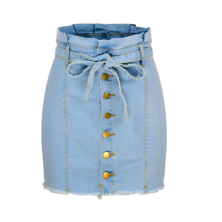 Trendy High-Waisted Lace-Up Denim Skirt-High Stretch Fashion Statement