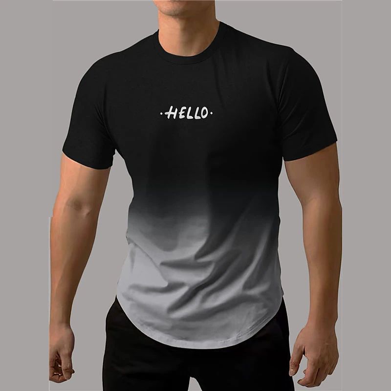 Men's Short-sleeved Sports T-shirt with Dynamic 3D Printing