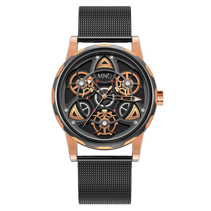 Black Gold Trend Three-Dimensional Watch-Personality Gear Gyro Design