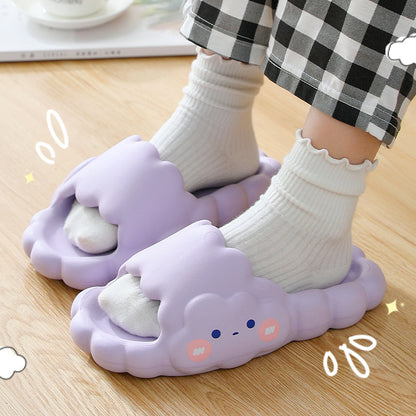 Whimsical Cartoon Thick-Bottom Cloud Slippers for Cozy Indoor Comfort