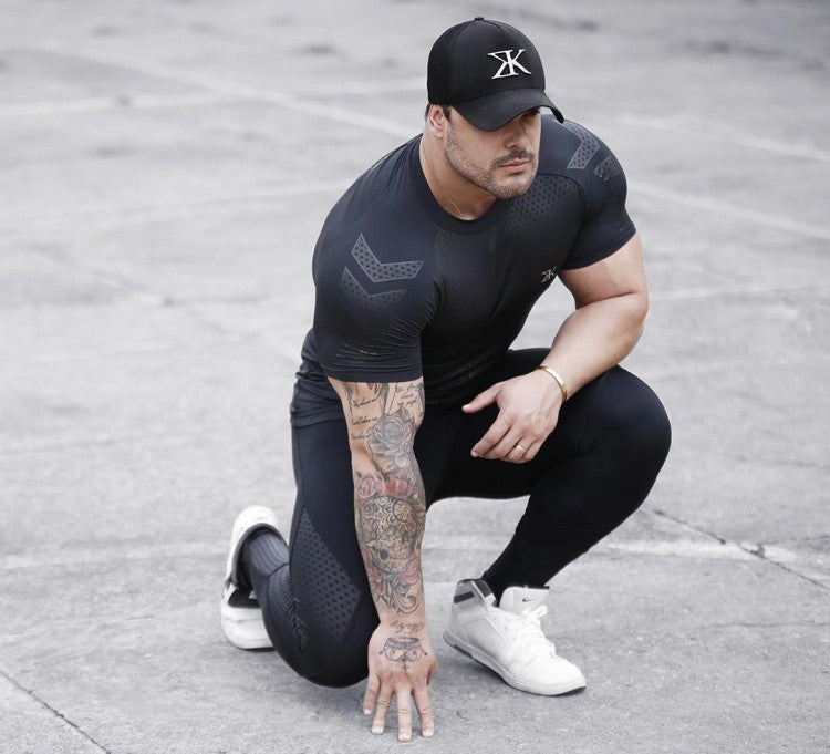 Men's High-Performance Sports T-Shirt and Muscle Tights