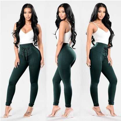 Lace-Up High Waist Joggers សម្រាប់ស្ត្រី - ល្អឥតខ្ចោះសម្រាប់ការហាត់ប្រាណ និងការកម្សាន្ត