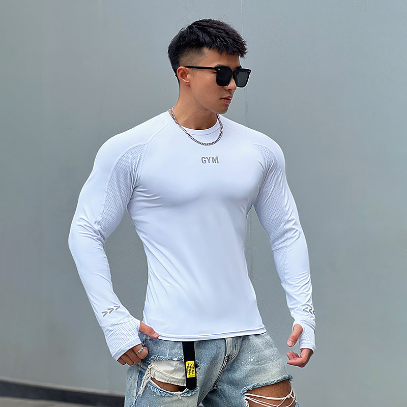 Men's Fashion Sports Solid Color Slim T-shirt for Active Style